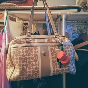 Coach Tan and Gold Signature Satchel